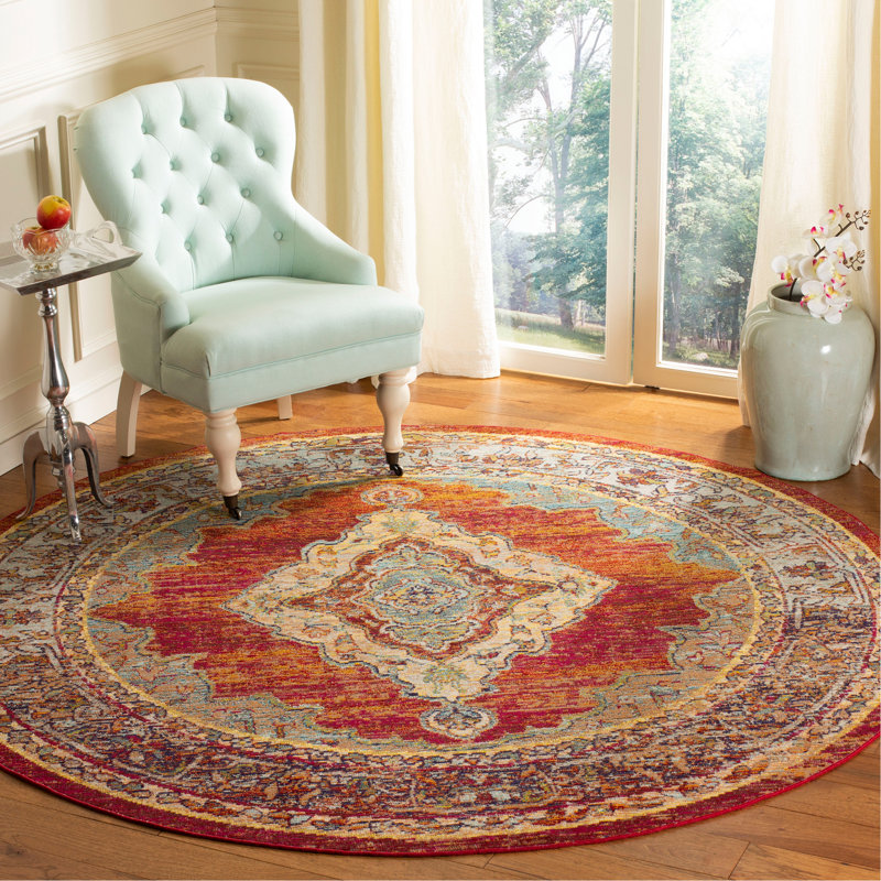 Tapis orange Donnella, Rond 5 pi