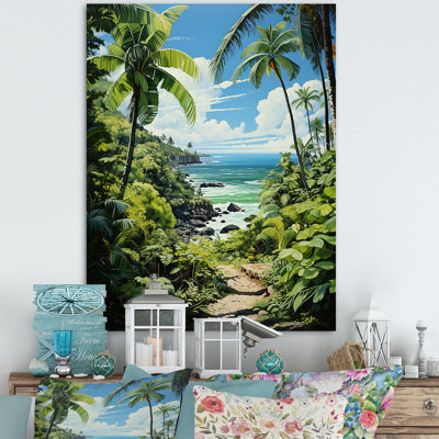 Batta Palm Trees At The Beach II, reproduction d'art sur toile encadrée