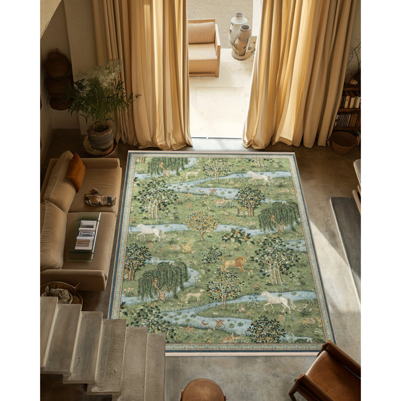 Tapis intérieur / extérieur vert Tara, Rectangle 2'6" x 5'