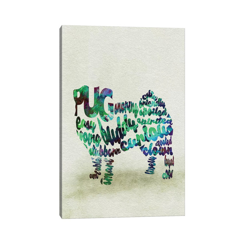 Pug by Ayse Deniz Akerman - Wrapped Canvas Print, 20.32 cm H x 30.48 cm W