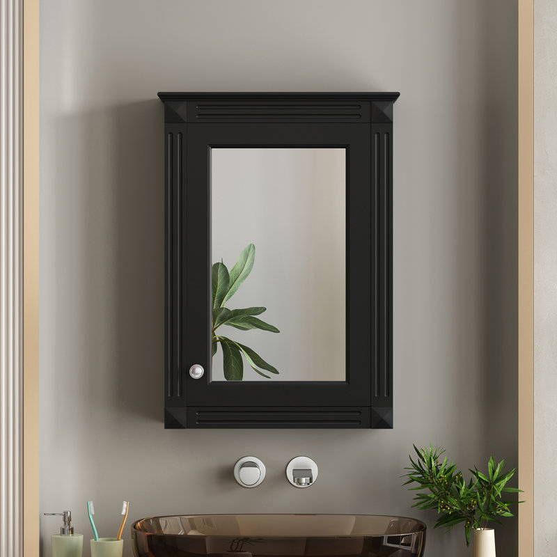 Armoire de rangement de salle de bain murale 20 "avec miroir, Noir