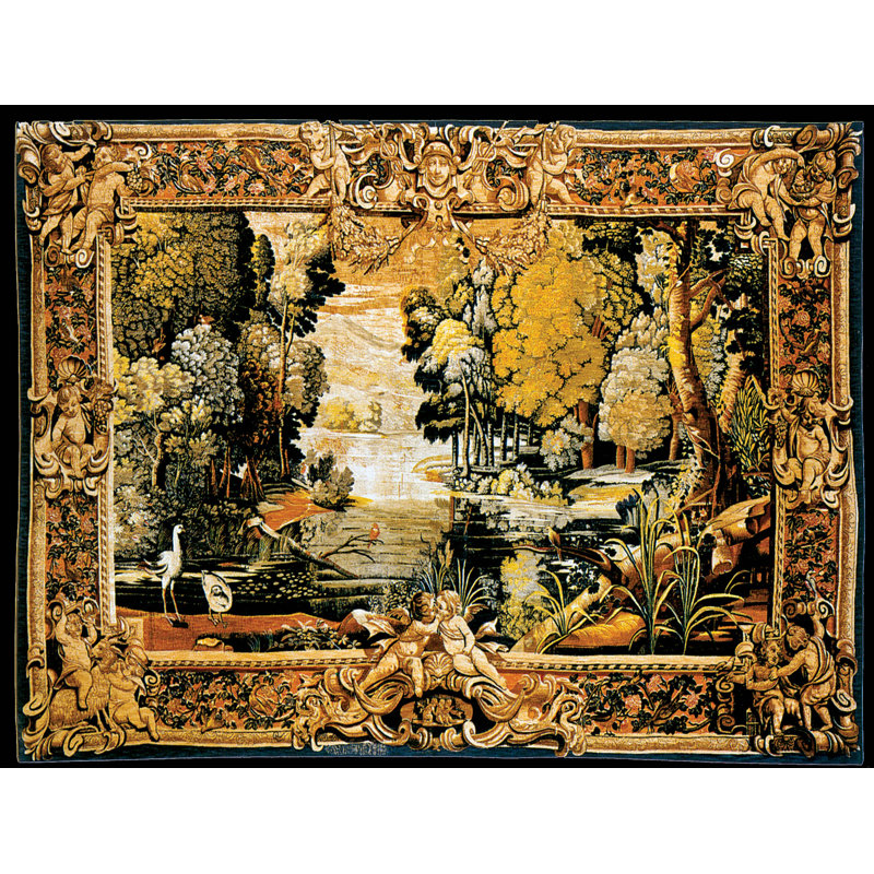 Blended Fabric Greenery on the Lake Tapestry, 57" H x 78" W x 76" D