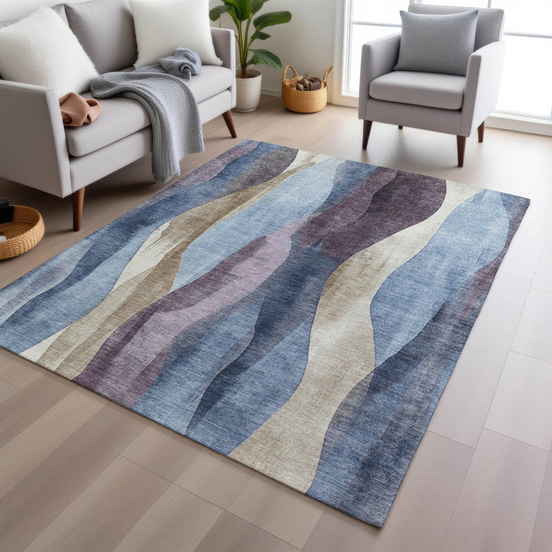 Tapis intérieur / extérieur lavable à la machine Xhevrie, Rectangle 2 pi 6 po x 3 pi 10 po