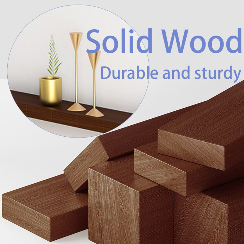 Gela Solid Wood Floating Shelf, Dark Wood, Walnut