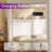 Upholstered Tufted Canopy Bed with Deep Button Headboard and Padded Frame, Modern Velvet Four Poster Bed for Bedroom Cream, Queen-387114489-396583962