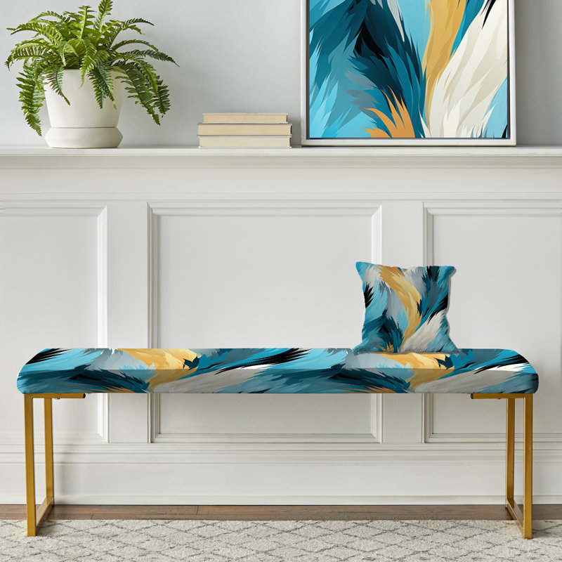 Banc rembourré abstrait turquoise Ikat Fusion - Abstract