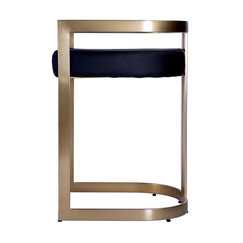 Clarence Faux Leather 23" Dining Stool, Gold, Black