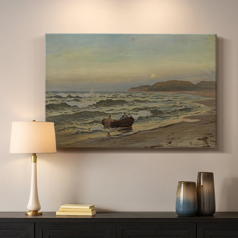 Fishermen in the Surf-Hans Gude-Gallery Wrapped Canvas-1882, 32 x 48