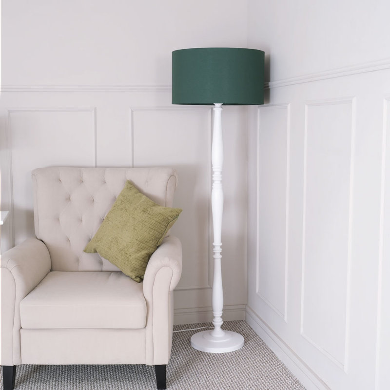 Arialdo 157cm Traditional Floor Lamp, Green, Matte White