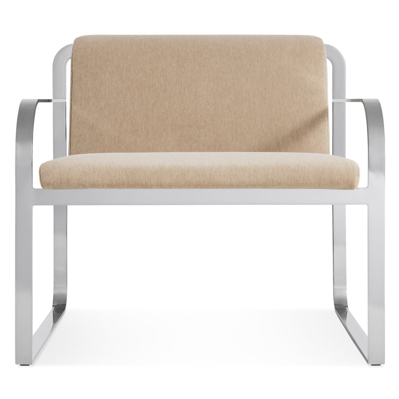 Skald Lounge Chair, Stone Velvet Cotton Blend, Polished Chrome
