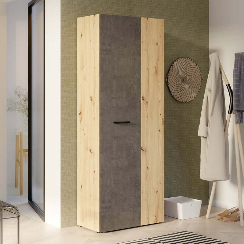 Shilu 2 Door Manufactured Wood Wardrobe, Grey/Oak