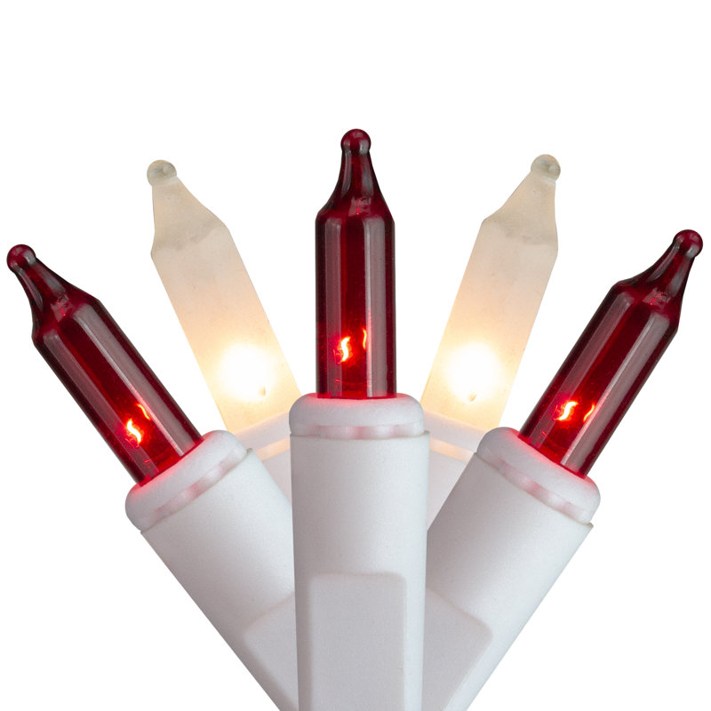 Ensemble de 300 mini lumières de Noël glaçons rouges et transparentes givrées - fil blanc 22 pi