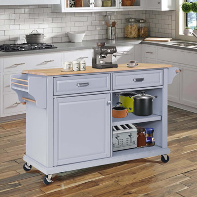 Îlot de cuisine avec rangement en bois naturel Cambridge