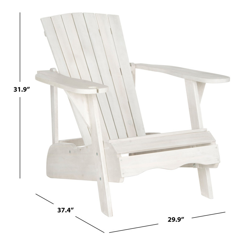 Chaise Adirondack en bois massif Briaca, Blanc antique