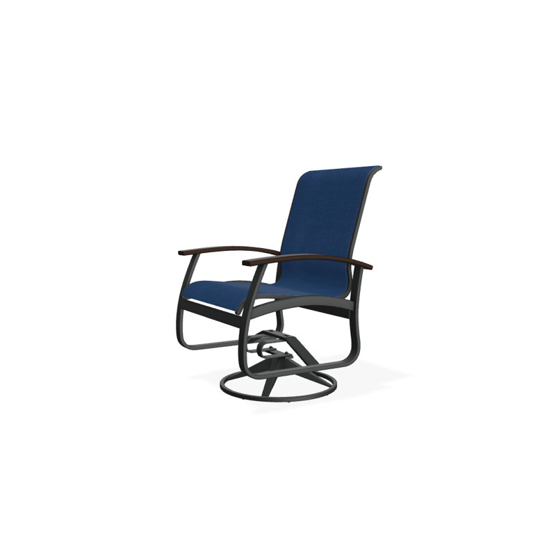 Belle Isle Outdoor Dining Armchair, Cobalt 35D Sunbrella®, Kona P10, Textured Graphite