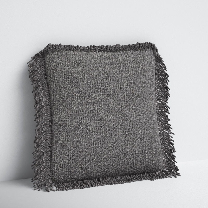 Vila Square Throw Pillow, Down, Charcoal