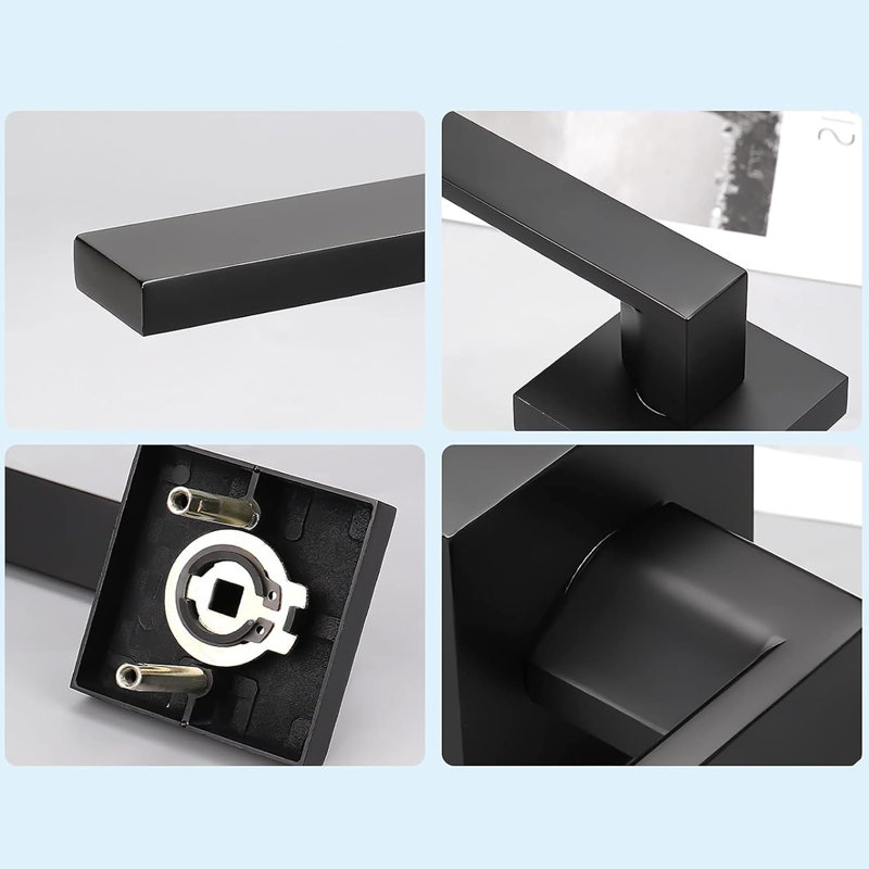 Fausse poignée de porte noire simple face, leviers de porte intérieurs, réversible pour gauche et droite, 1