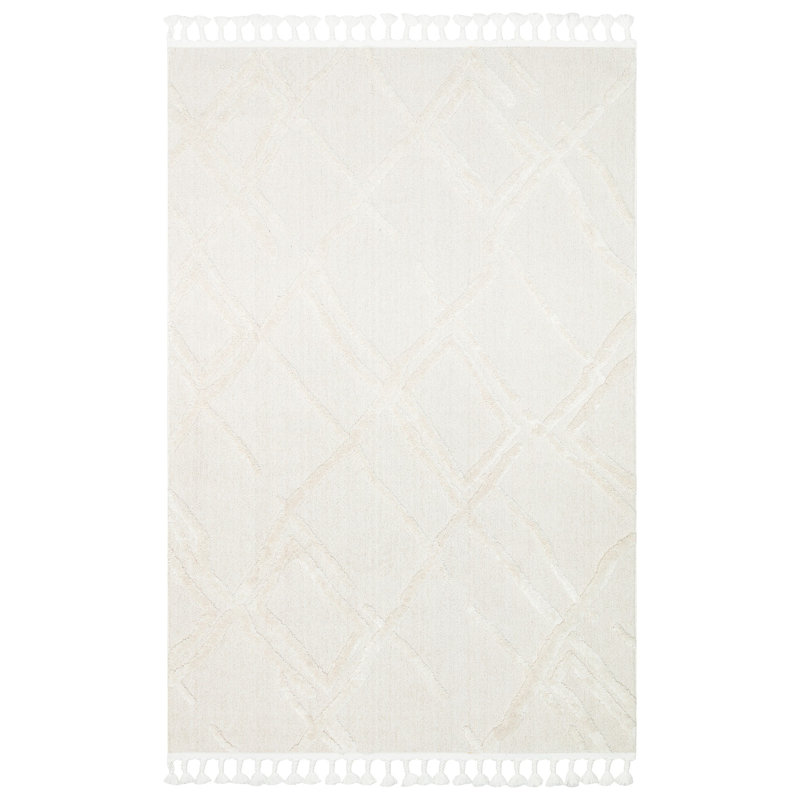 Luxurious Machine-Woven Area Rug, 4.0 x 6.0 Feet, 100% Polyester, 153600 Thread Points | Plush No Pile, Easy to Clean, White Color | Perfect for Living Room, Bedroom, and Modern Décor, Durable & Stylish
