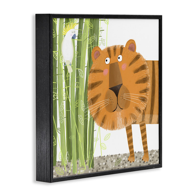 Giclée encadrée de bambous et de tigres, design par Carla Daly, Giclée noire de minuit encadrée, H 24 po x l 24 po