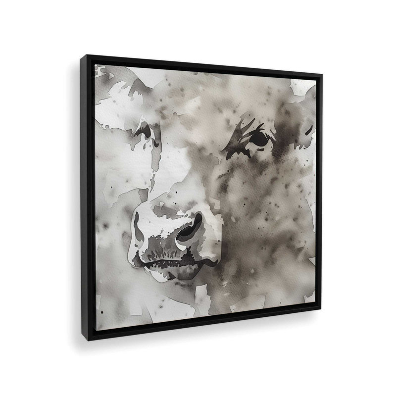 Impression abstraite monochrome sur toile II, Cadre noir, H 24,75 po x l 24,75 po x P 1,75 po