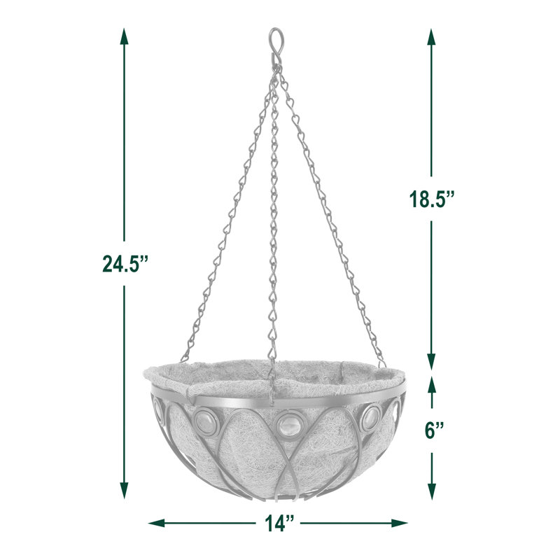 Pot à fleurs suspendu en métal Rodden, H 5,2 po x l 14,17 po x P 14,2