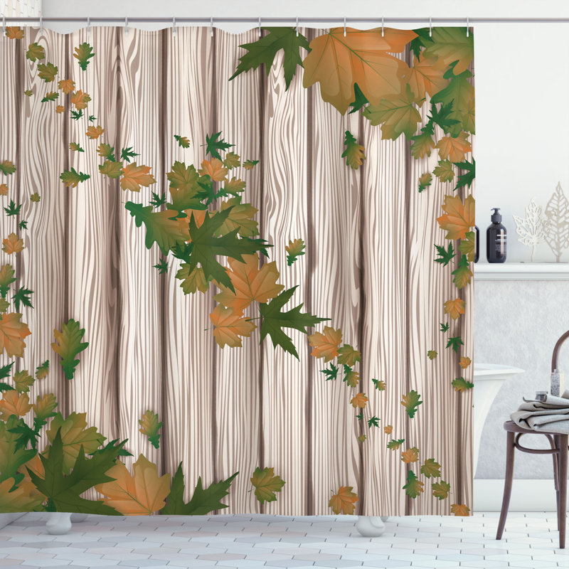 Ensemble de rideau de douche et crochets Autumn, H 69 po x l 70 po, Vert olive