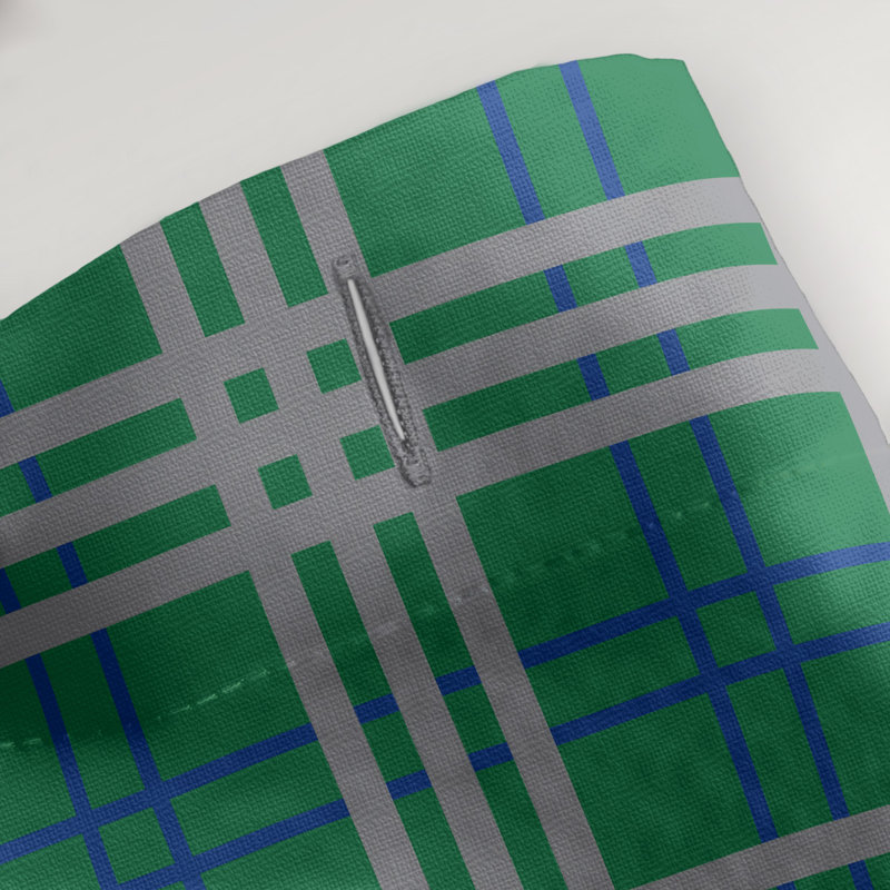 Plaid Shower Curtain Set, Vert / bleu / argent