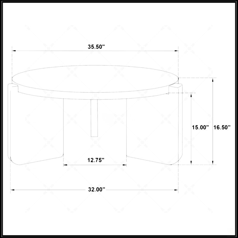 Black Round Solid Wood Coffee Table