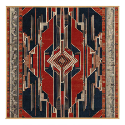 Machine Washable Art Deco Brown Area Rug