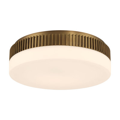 Flush Mount, 18", Antique Brass, Opal Glass