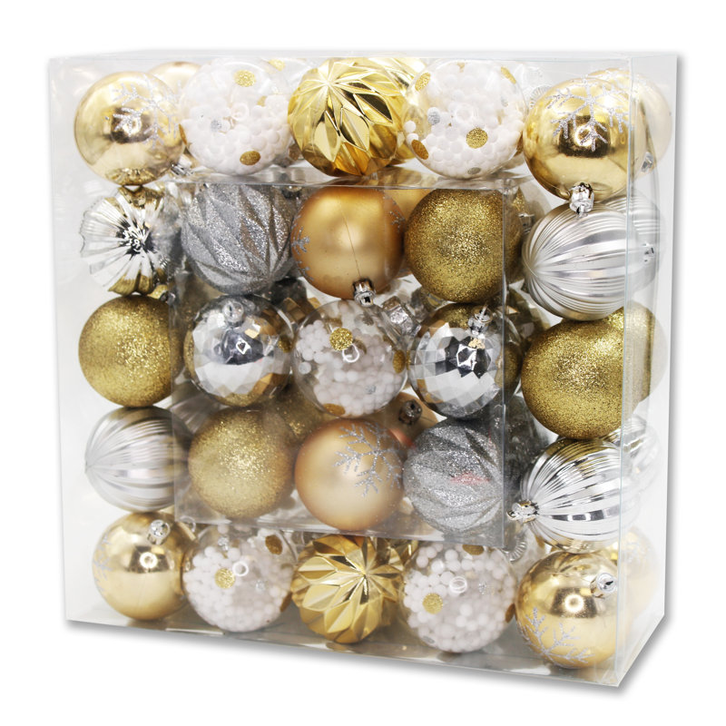 Arctic 50 Piece Assorted Ball Ornament Set, Or/argent
