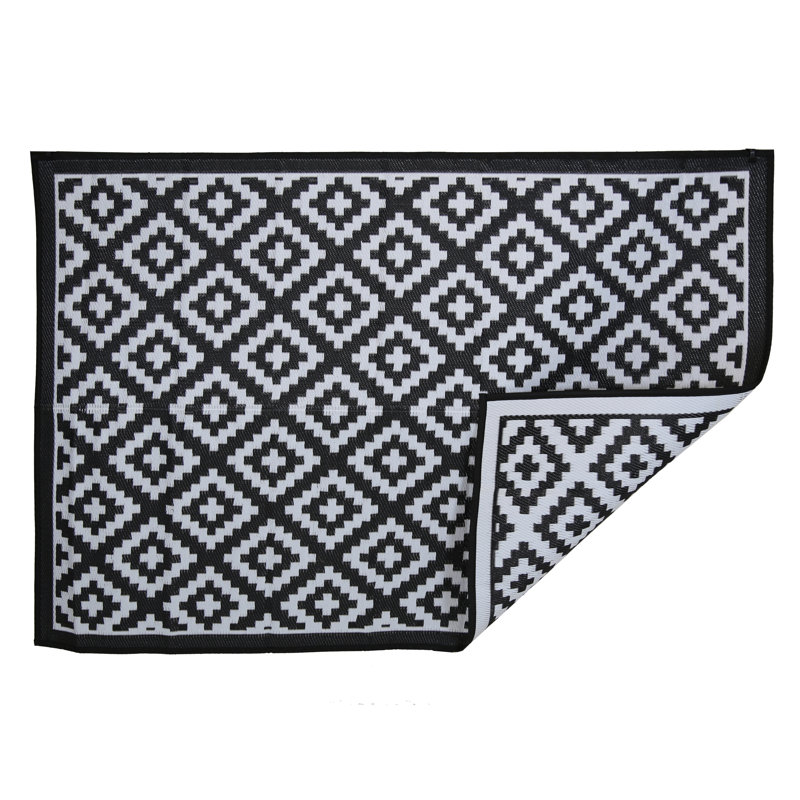  Flatweave Black Rug, Rectangle 160 x 230 cm