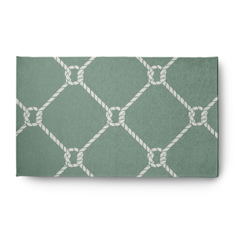 Tapis géométrique sauge à tissage plat, Rectangle 3 pi x 5 pi