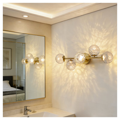 Modern Gold 5-Light Bathroom Vanity Light Fixture, Horizontal or Vertical Mount