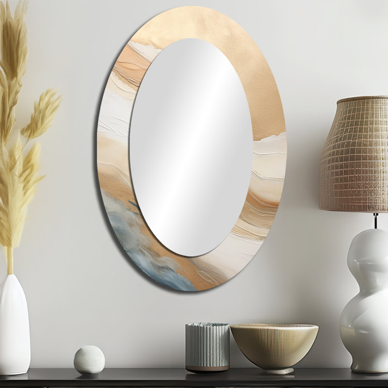 Miroir mural moderne beige et doré, 36 po x 24 po