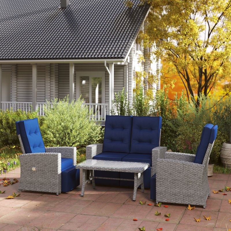 Wicker 4 - Person Garden Lounge Set with Cushions