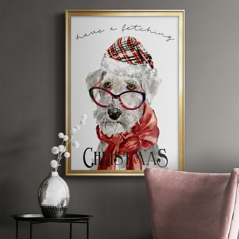 Hurdland Have A Fetching Christmas, reproduction d'art encadrée, Or, H 42,5 po x l 30,5 po x P 1 po