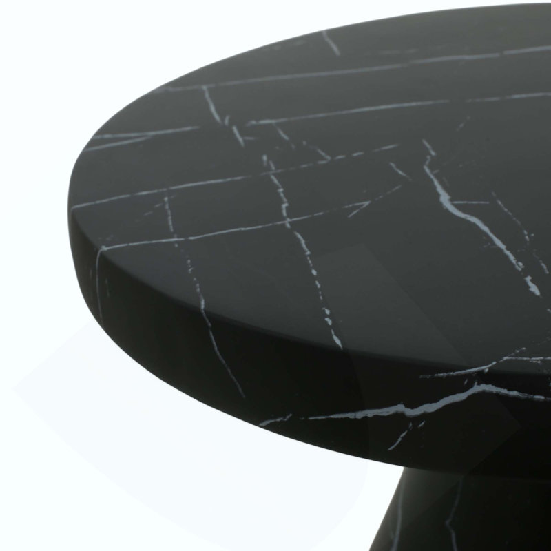 Table d'appoint d'extérieur en travertin MGO, table de bout en béton léger effet marbre, Noir