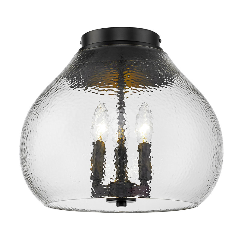 Donia Glass Flush Mount, Matte Black