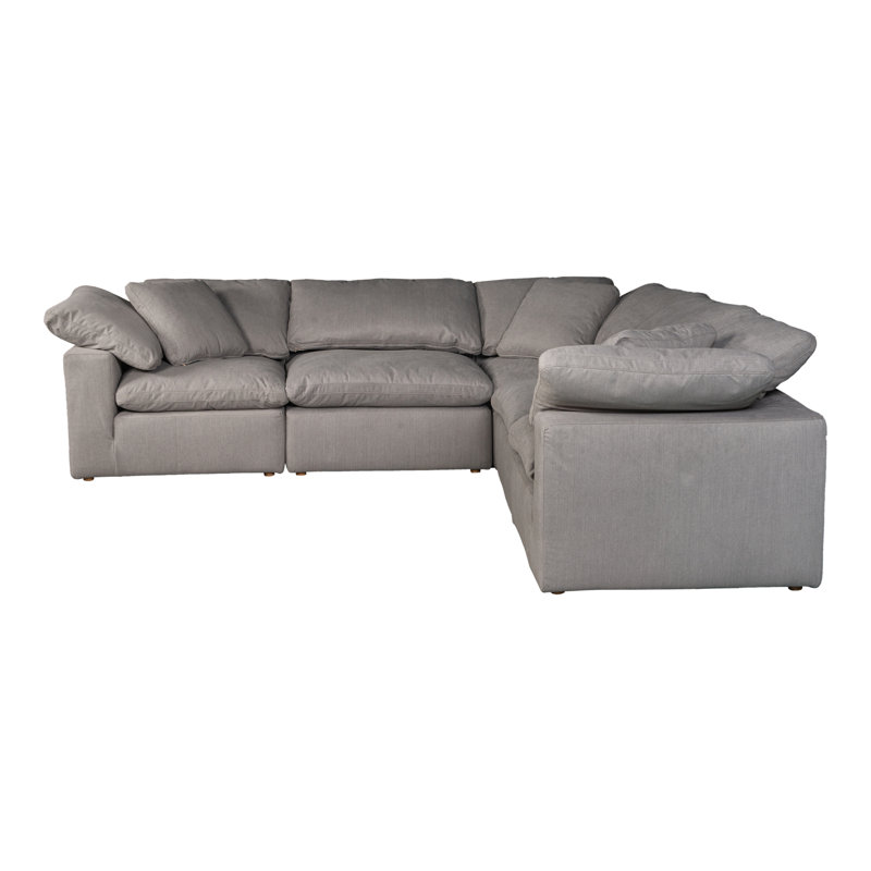 Armand Condo Classic L-Shaped Modular Sectional Livesmart Fabric, Light Gray Performance