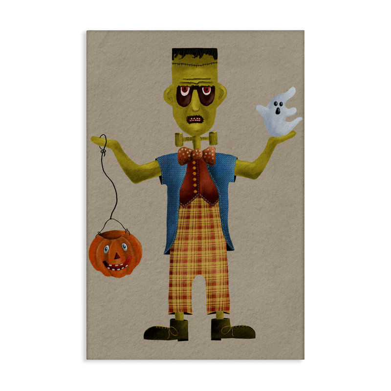 «Halloween Monster & Ghost», art mural sur toile par Regina Moore, H 30 po x l 20 po
