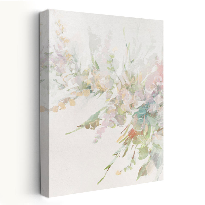 Meadow Whispers I - Art floral et aquarelle abstrait à fleurs, H 24 po x l 16 po