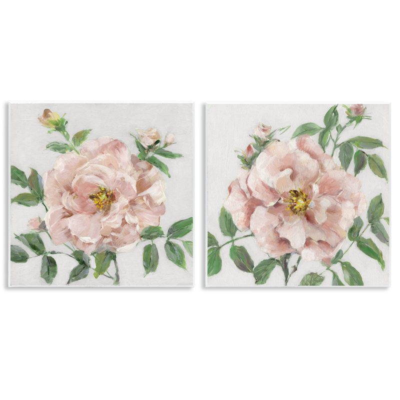 Ensemble de 2 plaques murales de pivoines douces et subtiles, design par Sally Swatland