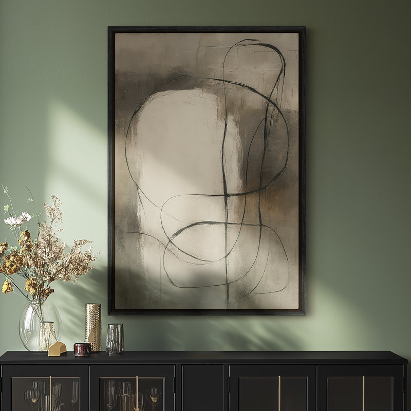 Art mural encadré, impressions murales abstraites rétro pour chambre à coucher - 24 po x 36 po, H 36 po x l 24 po, Noir