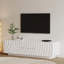 Élégante console de télévision avec un design en spirale ondulée et beaucoup de rangement pour les espaces de vie-131273405
