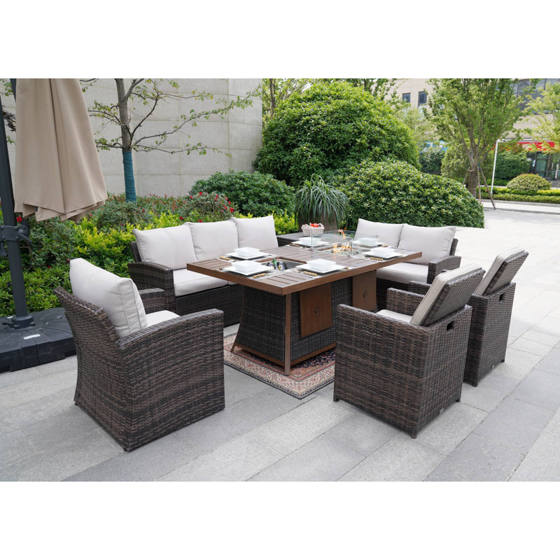 9 - Person Patio Conversation Set with Cushions
