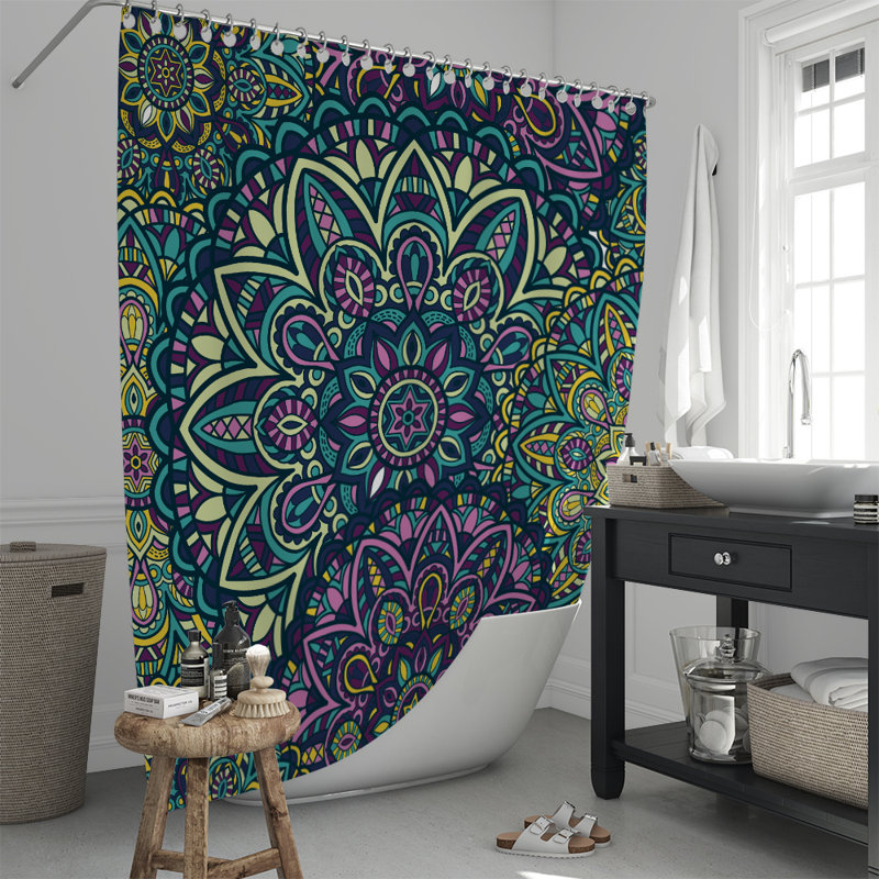 Rideau de douche simple à motif floral, H 83 po x l 70 po