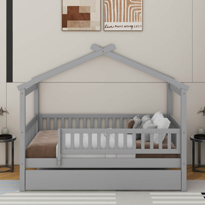 Lit simple en bois avec lit gigogne