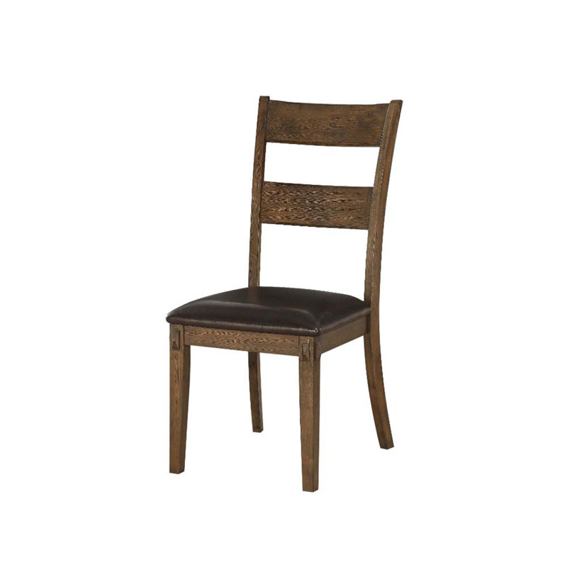 Chaise d'appoint en chêne foncé Anthani, siège rembourré en polyuréthane (2 pièces)