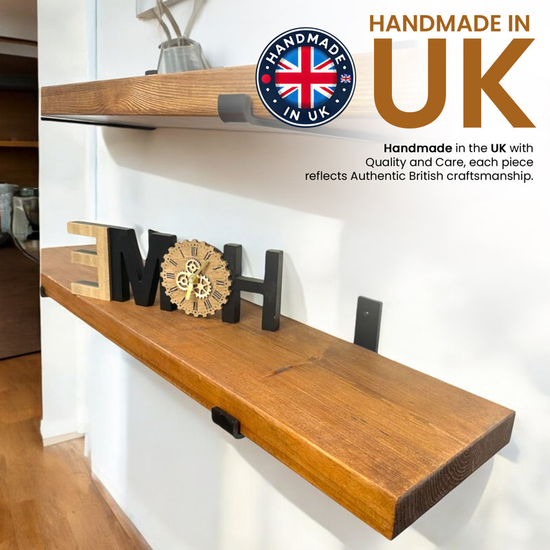 Vaasa 2 Piece Wood Floating Shelf, 4.5cm H x 100cm W x 22cm D, Tudor Oak